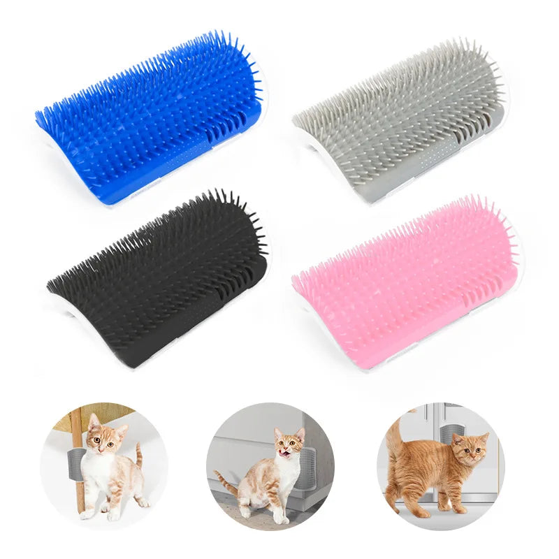 Cat Self Groomer Wall Brush – Corner Cat Scratcher & Massage Comb with Catnip | Interactive Grooming Toy for Cats