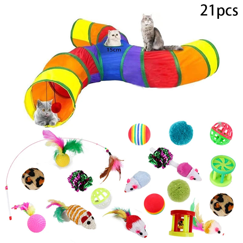 Foldable Cat Crinkle Tunnel Toy – Interactive Cat Tent & Rattle Tunnel for Indoor Cats and Small Pets | Fun Hide & Play Toy