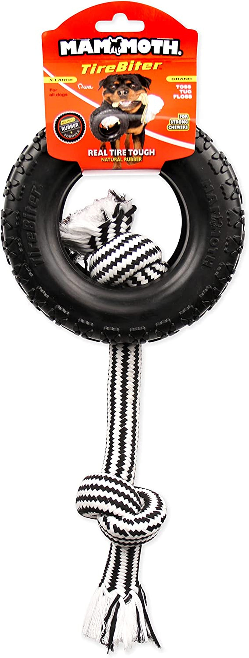 TireBiter II Rubber Rope Dog Toy – Tough Interactive Chew Toy for Aggressive Chewers | Durable Tug & Fetch Toy for Large & XL Dogs