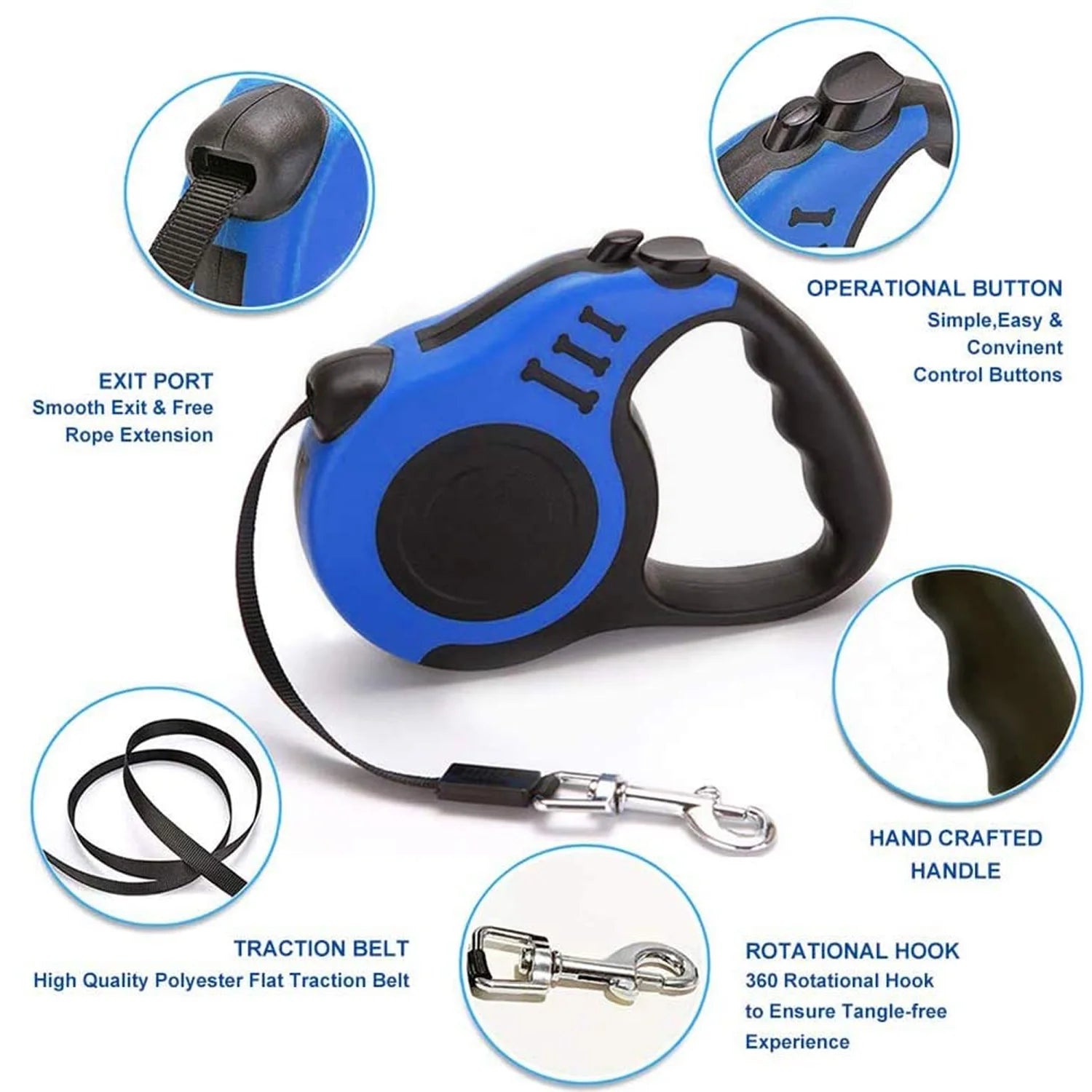 3M Nylon Automatic Retractable Dog Leash for Small Medium Dogs Traction Leash