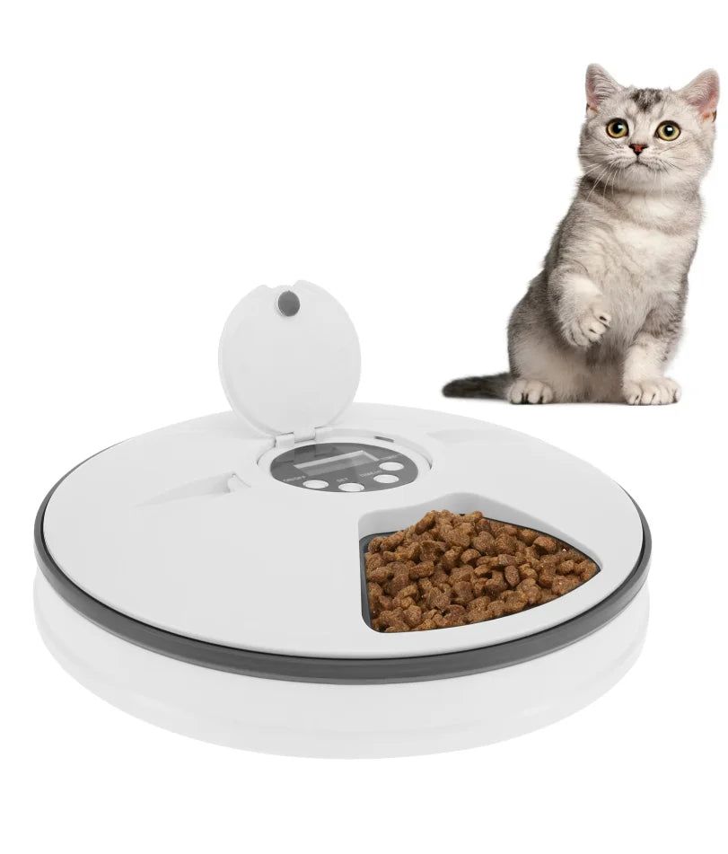 6-Meal Automatic Pet Feeder with Timer – Battery-Powered Food Dispenser for Wet & Dry Pet Food