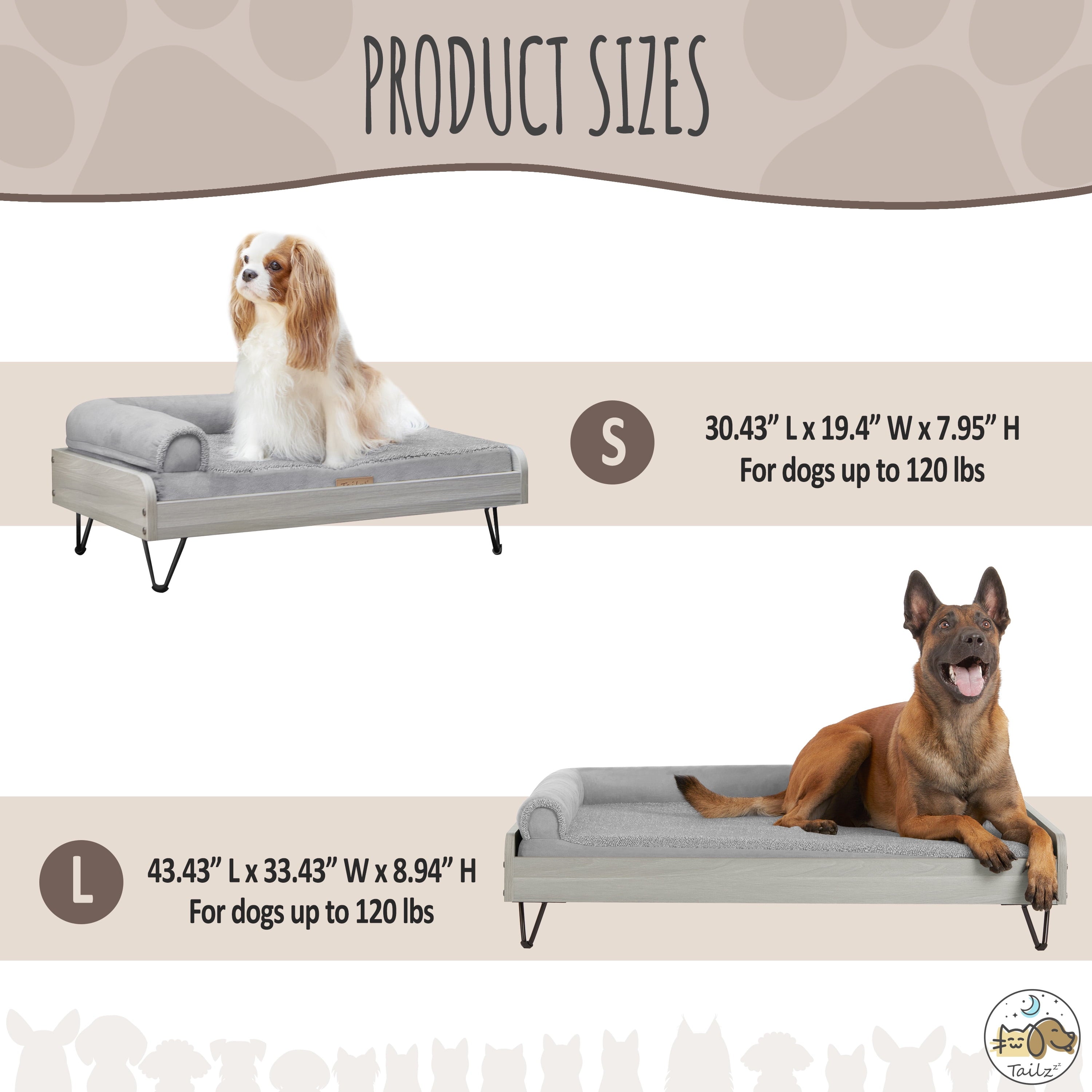 Asher Elevated Wooden Pet Bed with Mattress – Luxury Large & XL Dog Bed | Greenguard Gold Certified Modern Pet Furniture