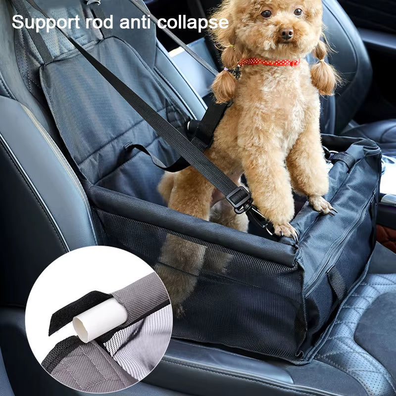Foldable Dog Car Seat Carrier & Travel Hammock – Secure Pet Travel Seat for Dogs & Cats