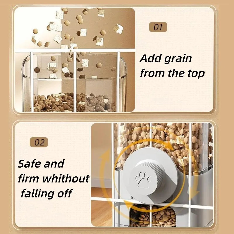 Hanging Automatic Pet Feeder & Water Dispenser Set – Gravity Food & Water Station for Cages
