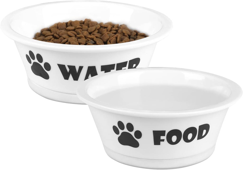 2-Pack Ceramic Cat & Dog Bowls – Durable Food and Water Dishes with Anti-Slip Band (Small)