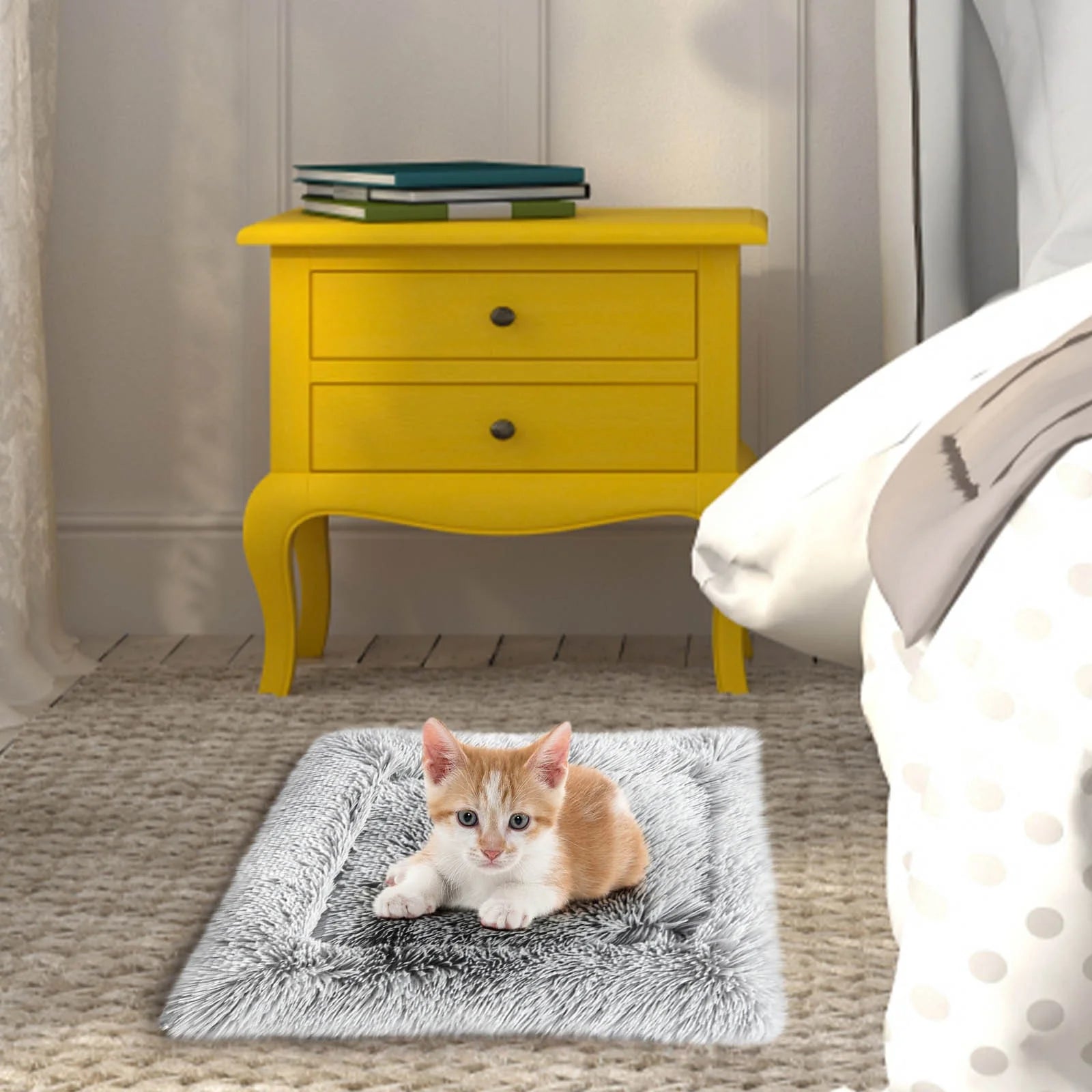 Cozy Calming Dog Bed for Large Dogs & Cats – Self-Warming Anti-Anxiety Pet Bed with Non-Slip Bottom | Machine Washable 24x20 Inch Bed