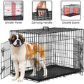 36" Foldable Double-Door Dog Crate – Heavy-Duty Metal Kennel with Removable Tray for Medium Dogs (Black