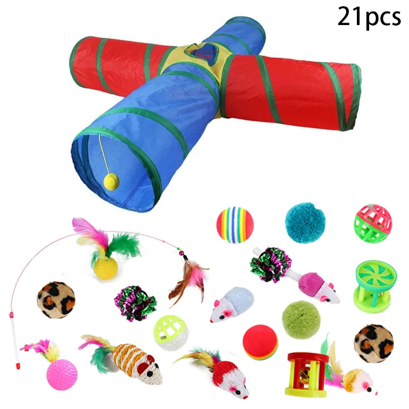Foldable Cat Crinkle Tunnel Toy – Interactive Cat Tent & Rattle Tunnel for Indoor Cats and Small Pets | Fun Hide & Play Toy