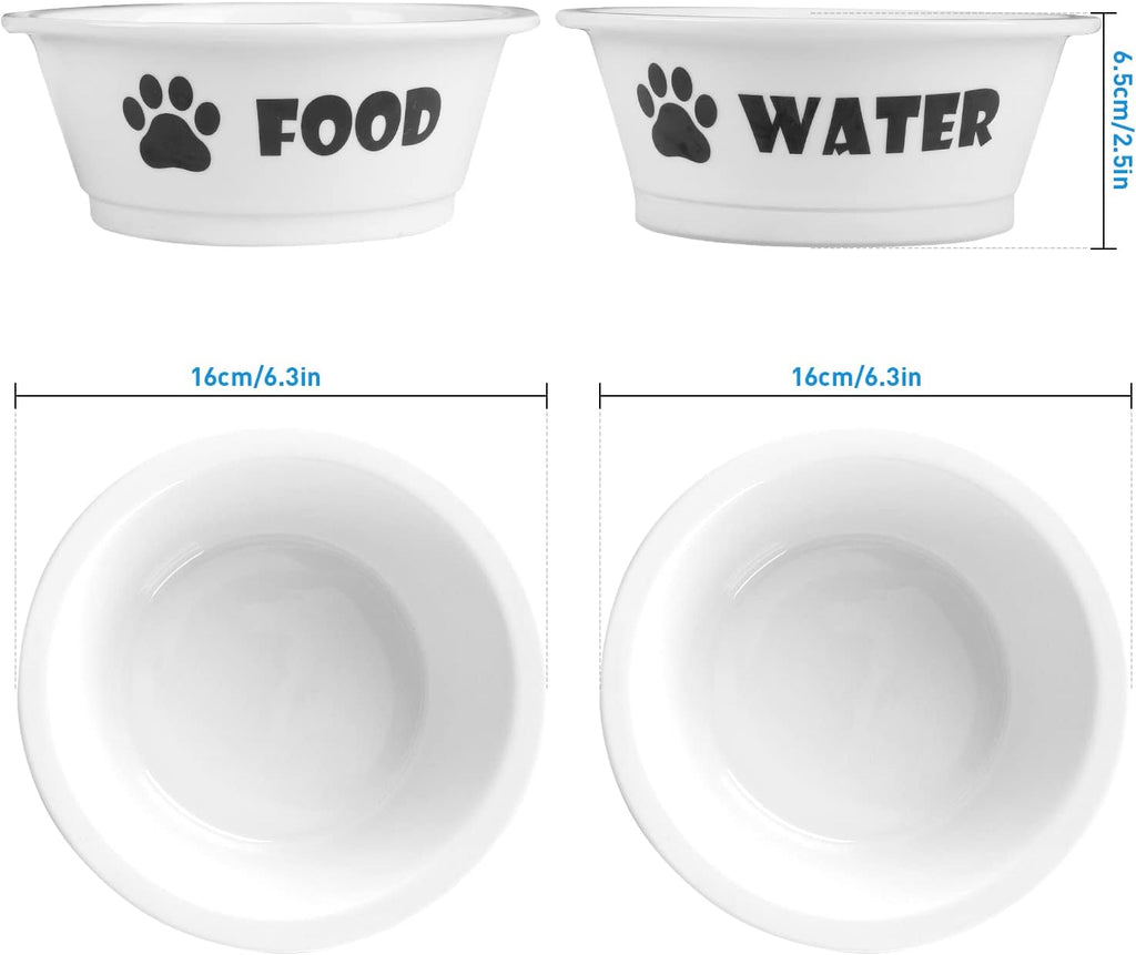2-Pack Ceramic Cat & Dog Bowls – Durable Food and Water Dishes with Anti-Slip Band (Small)