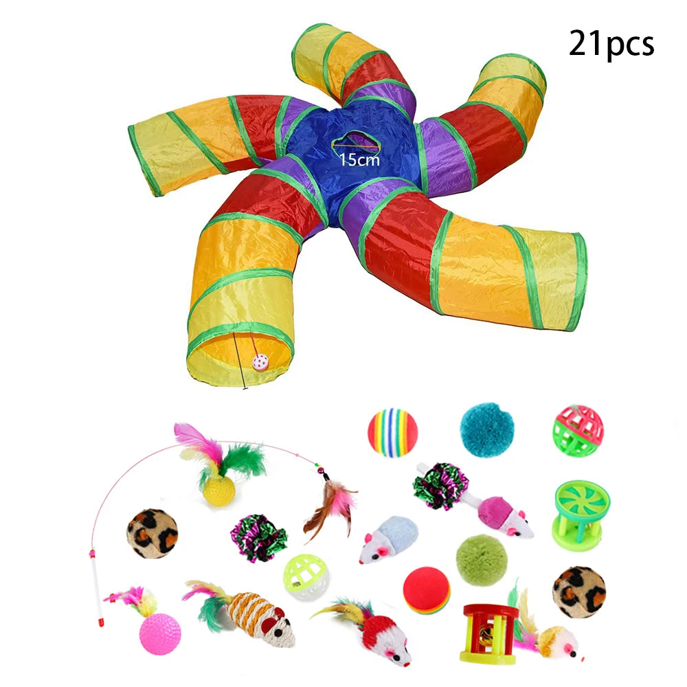 Foldable Cat Crinkle Tunnel Toy – Interactive Cat Tent & Rattle Tunnel for Indoor Cats and Small Pets | Fun Hide & Play Toy