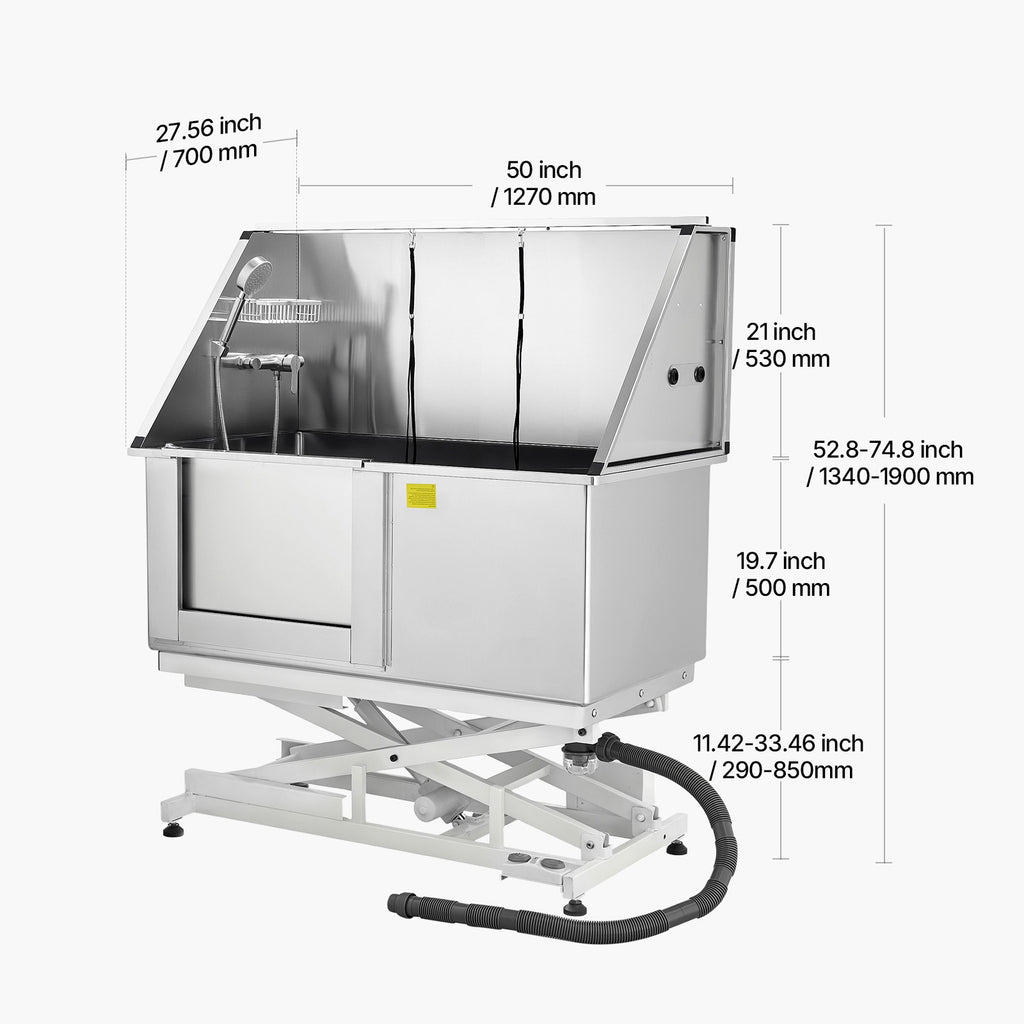 Uimoso 50" Electric Pet Dog Grooming Tub Stainless Steel with Water Filter