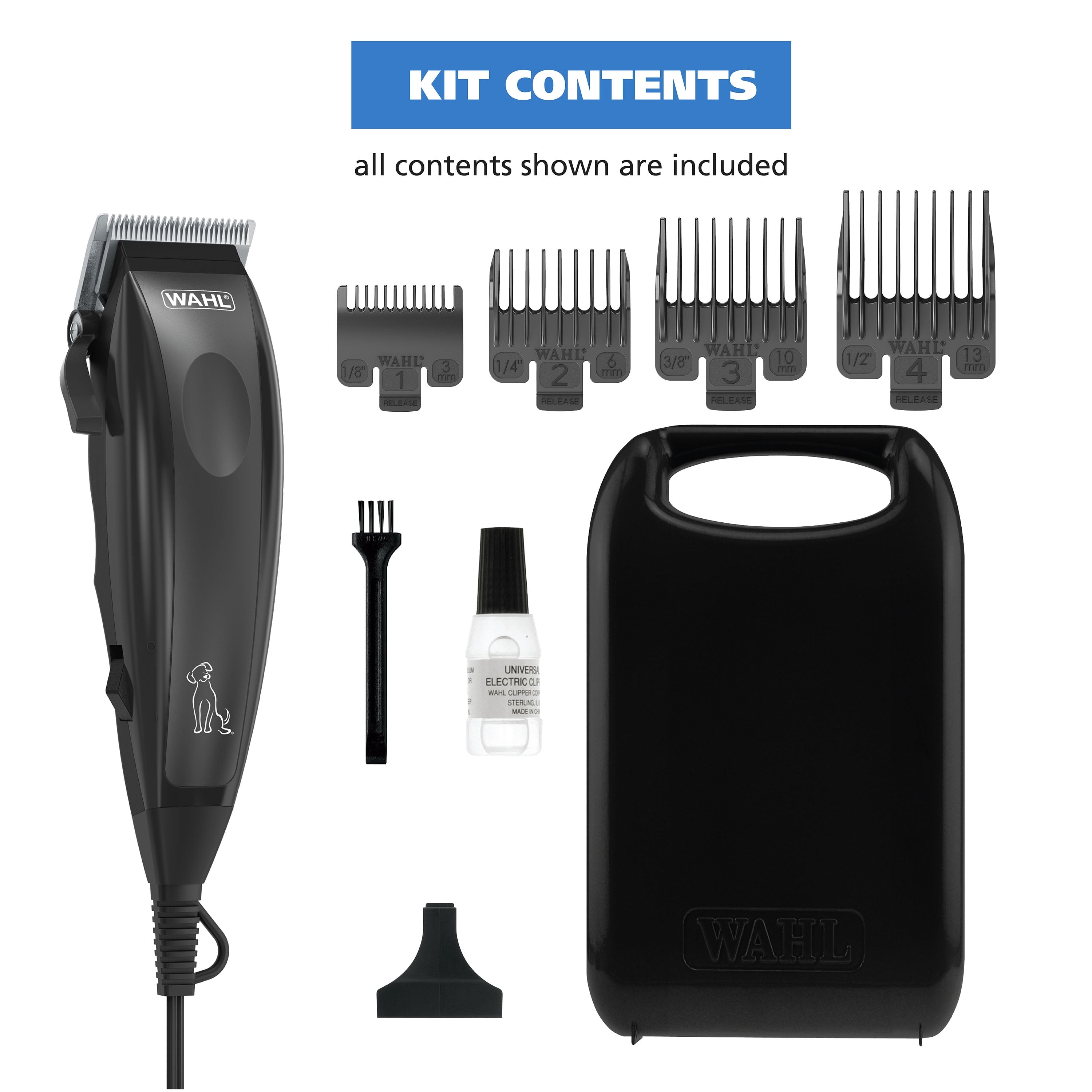 Basic Series Touch up Corded Pet Clipper, 10 Piece Dog Grooming Kit Black 
