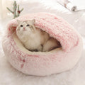 Plush Hooded Cat Cave Bed – Calming Round Pet Bed for Indoor Cats & Small Dogs | Soft Washable Anti-Anxiety Bed with Waterproof Bottom (16"x16")