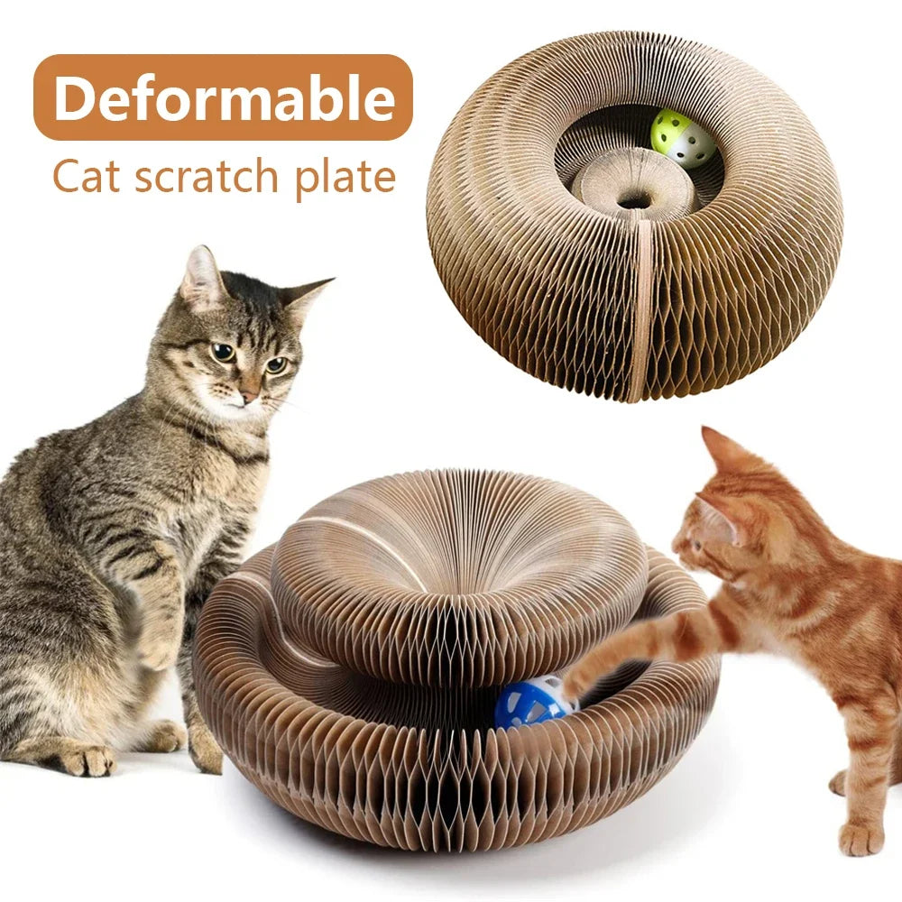Interactive Cat Scratching Board Toy – Wear-Resistant Cat Claw Grinder with Bell | Fun Climbing & Scratching Toy for Cats