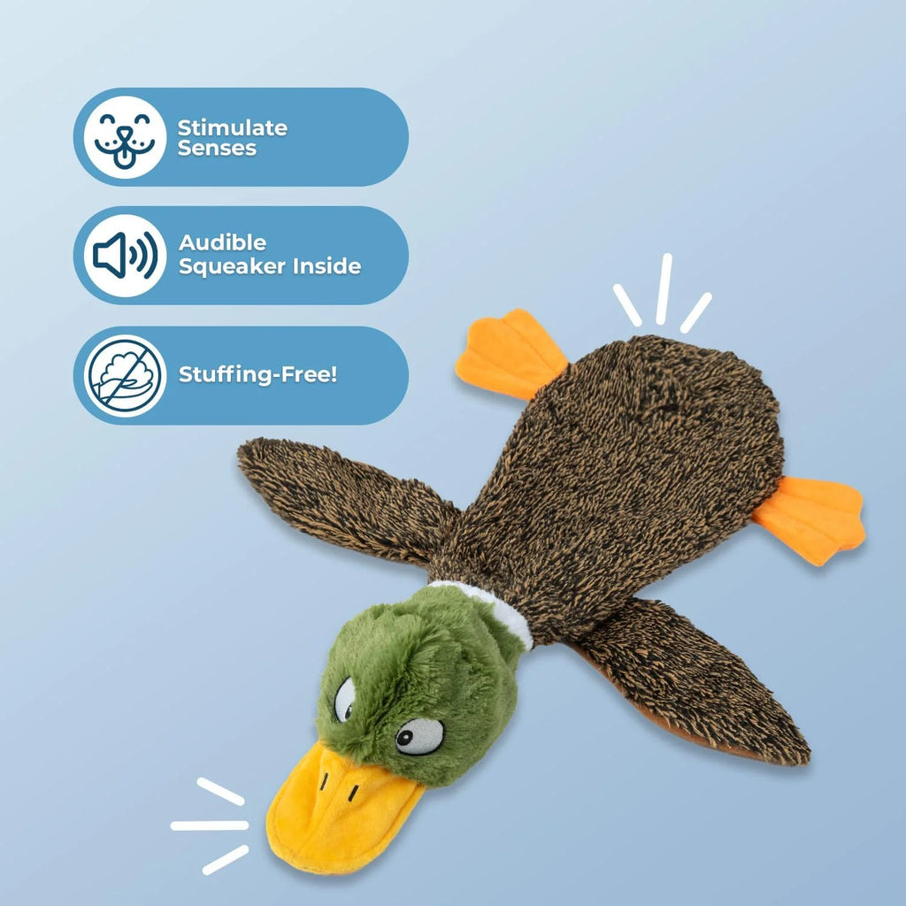 2-In-1 Fun Skin Stuffless Dog Squeaky Toy Pig & Wild Duck, Small