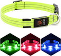 Vizpet Led Dog Collar, Rechargeable Light up Collar, Waterproof Flashing Light Basic Dog Collars, Super Bright Night Safety (Green, Large)