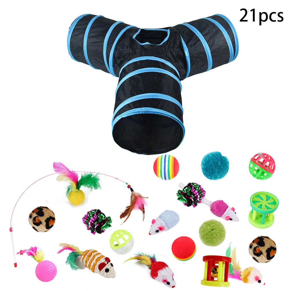 Foldable Cat Crinkle Tunnel Toy – Interactive Cat Tent & Rattle Tunnel for Indoor Cats and Small Pets | Fun Hide & Play Toy