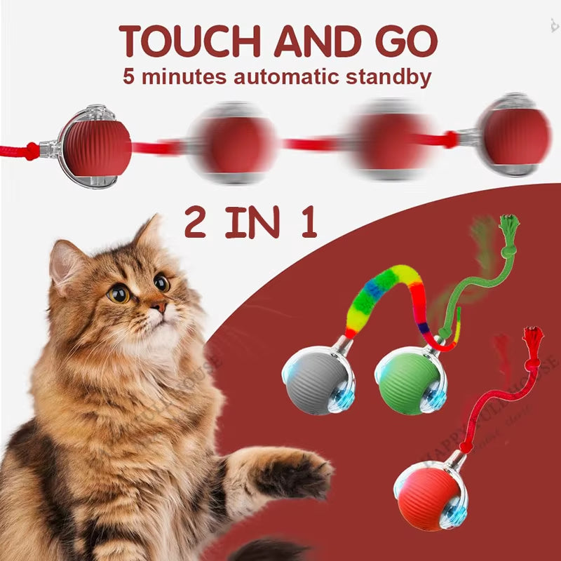 2-in-1 Interactive Cat Toy Ball – Automatic Moving Electric Cat Toy for Indoor Cats | Fun Self-Play Exercise Toy