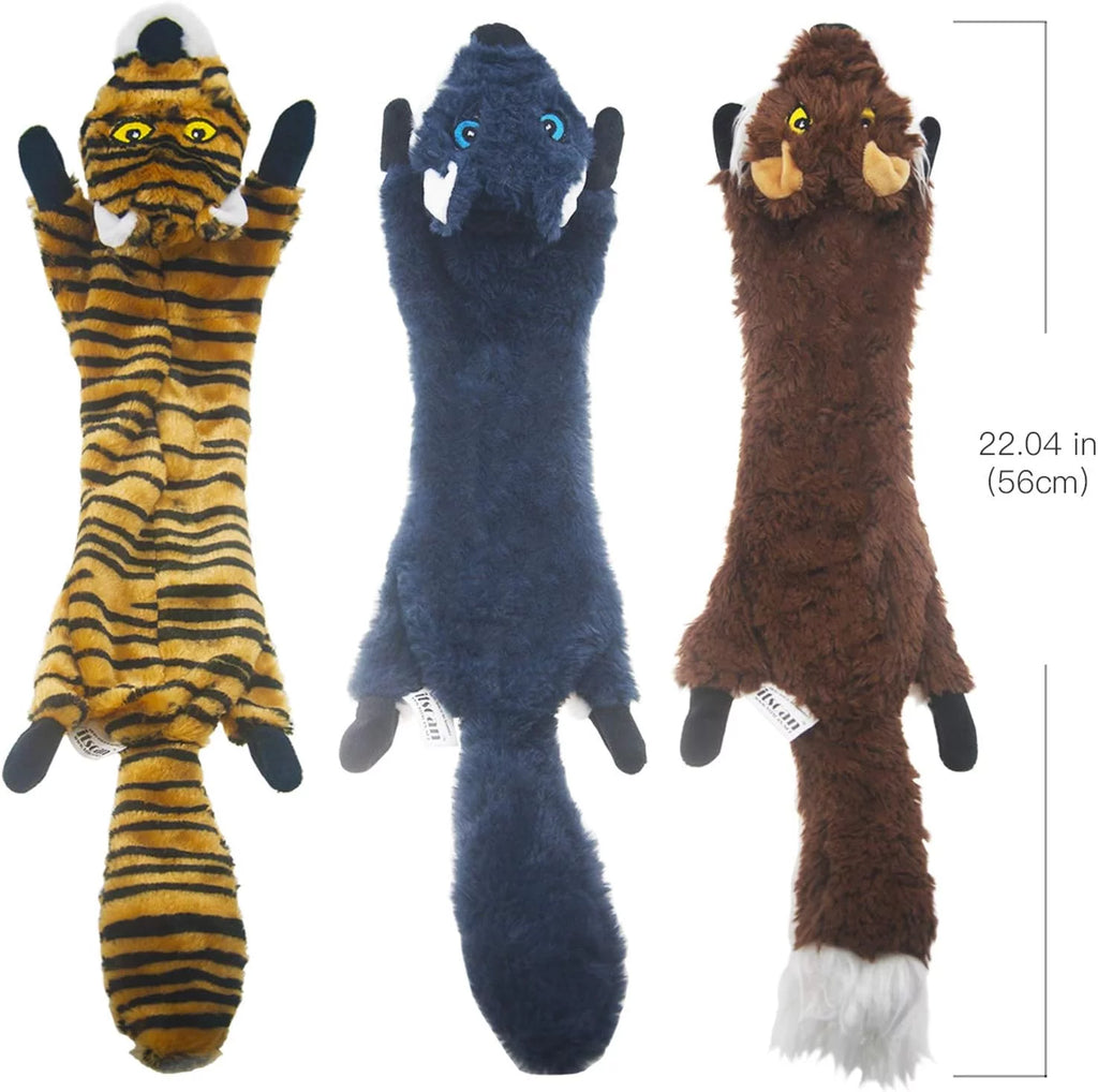 5-Pack Stuffing-Free Squeaky Dog Toys – Crinkle Plush Animal Chew Toys for Medium & Large Dogs | Fun Puppy Toy Set