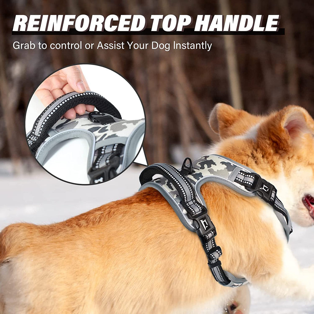 Waldseemuller No-Pull Dog Harness for Medium & Large Dogs – Adjustable Reflective Vest with Easy Control Handle and 4 Quick-Release Buckles