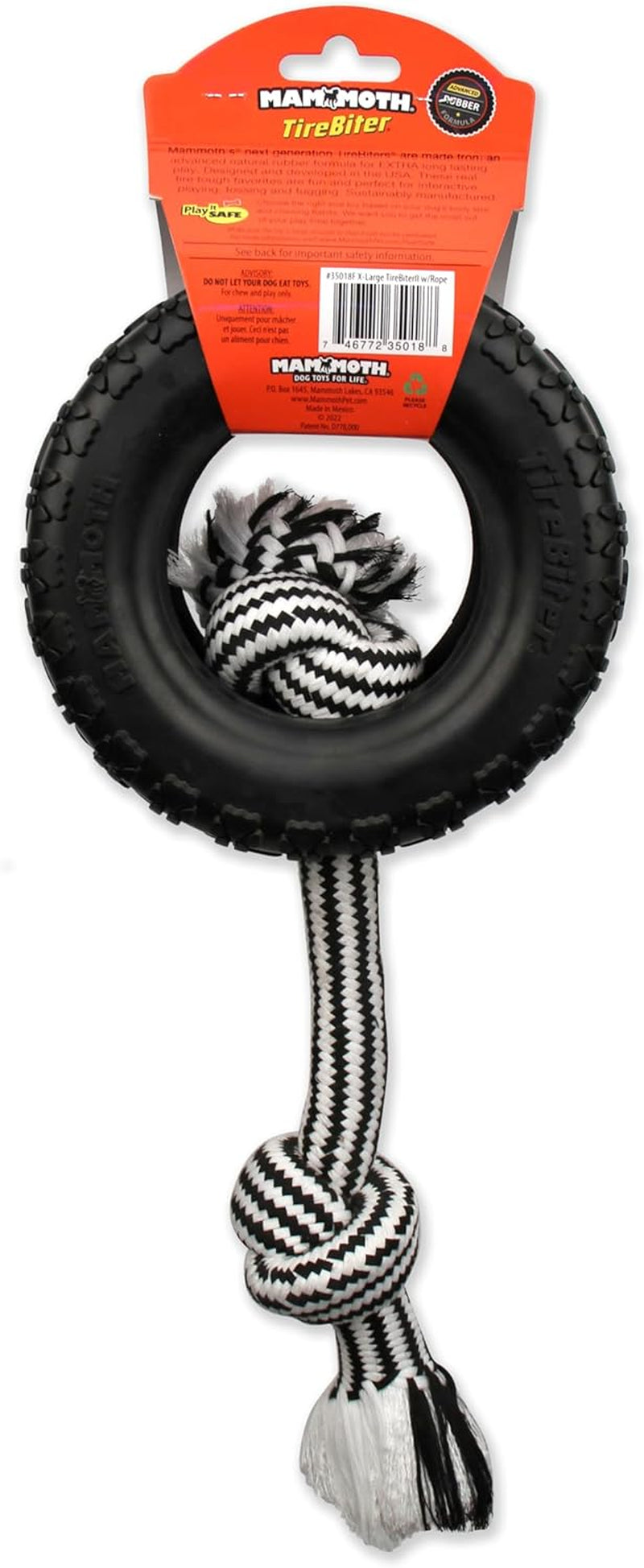 TireBiter II Rubber Rope Dog Toy – Tough Interactive Chew Toy for Aggressive Chewers | Durable Tug & Fetch Toy for Large & XL Dogs