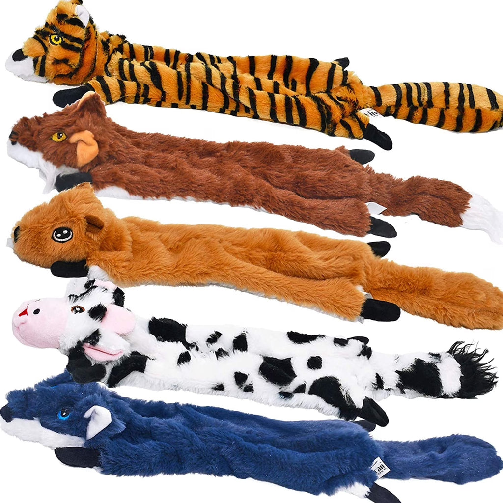 5-Pack Stuffing-Free Squeaky Dog Toys – Crinkle Plush Animal Chew Toys for Medium & Large Dogs | Fun Puppy Toy Set
