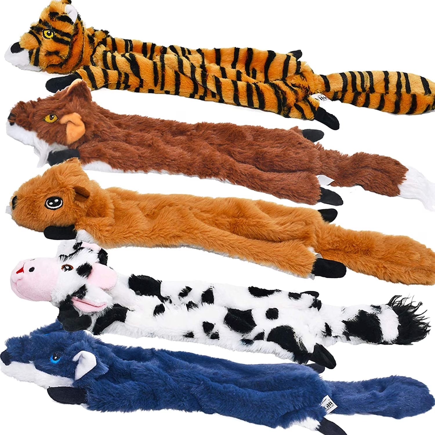 5-Pack Stuffing-Free Squeaky Dog Toys – Crinkle Plush Animal Chew Toys for Medium & Large Dogs | Fun Puppy Toy Set