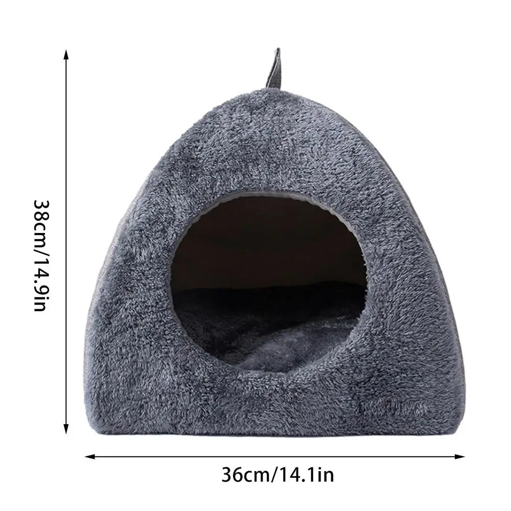 Cozy Cat & Dog Cave Bed – Warm Foldable Pet House with Washable Fluffy Cushion | Soft Indoor Tent Bed for Cats & Small Dogs