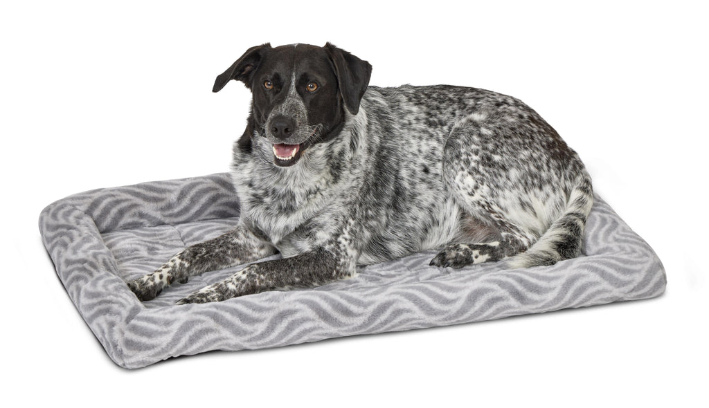 Quitetime Deluxe Wave Bolster Dog Bed – Soft Washable Pet Bed for Medium Dogs | Cozy Gray 36-Inch Lounger