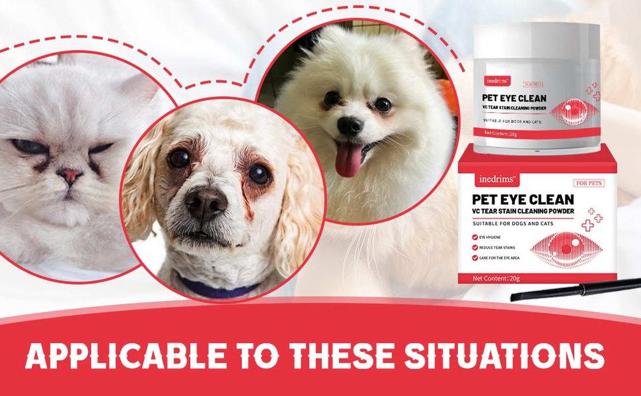 Pet Tear Stain Removal Powder - Natural and Gentle Formula, Eye and Fur Care, Tear Stain Removal and Brightening