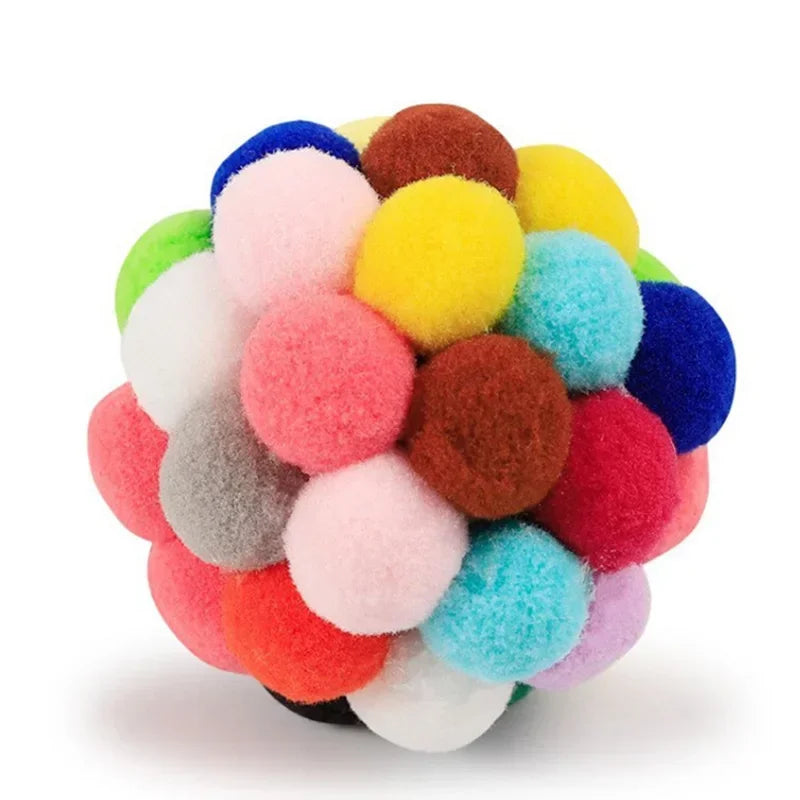 Interactive Plush Cat Ball Toys – Colorful Bell & Elastic Wool Balls for Cats | Fun Self-Play Kitten Toy Set