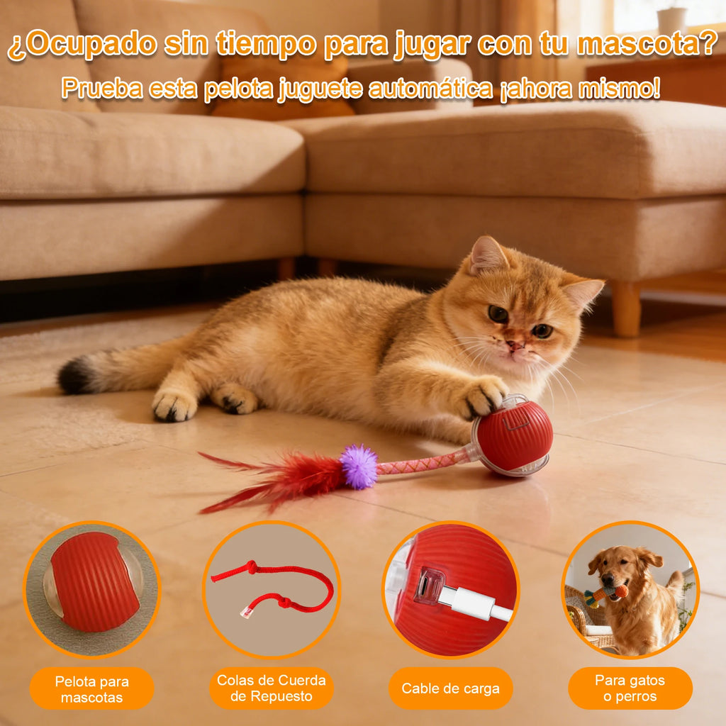 Automatic Moving Cat Toy Ball – USB Rechargeable Interactive Smart Cat Toy with Speedy Tail for Indoor Cats & Kittens