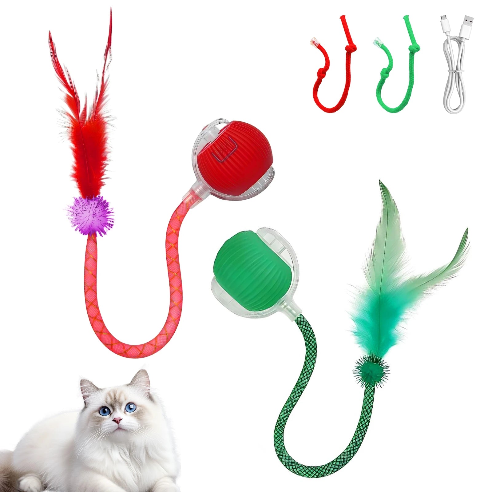 Automatic Moving Cat Toy Ball – USB Rechargeable Interactive Smart Cat Toy with Speedy Tail for Indoor Cats & Kittens