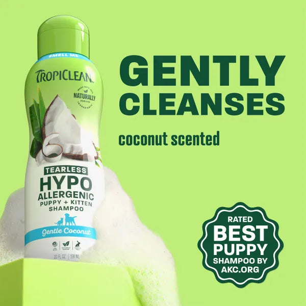 TropiClean Gentle Coconut Hypoallergenic Puppy Grooming Shampoo 20 oz