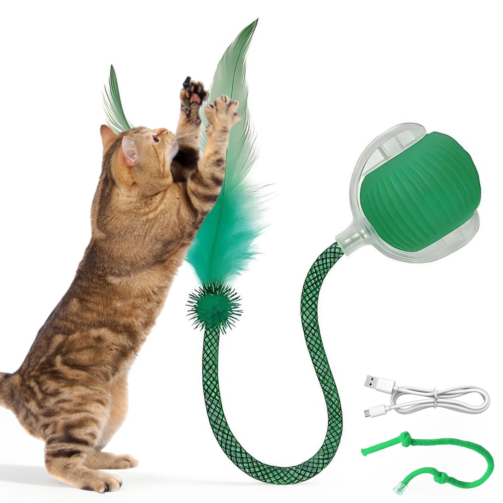 Automatic Moving Cat Toy Ball – USB Rechargeable Interactive Smart Cat Toy with Speedy Tail for Indoor Cats & Kittens