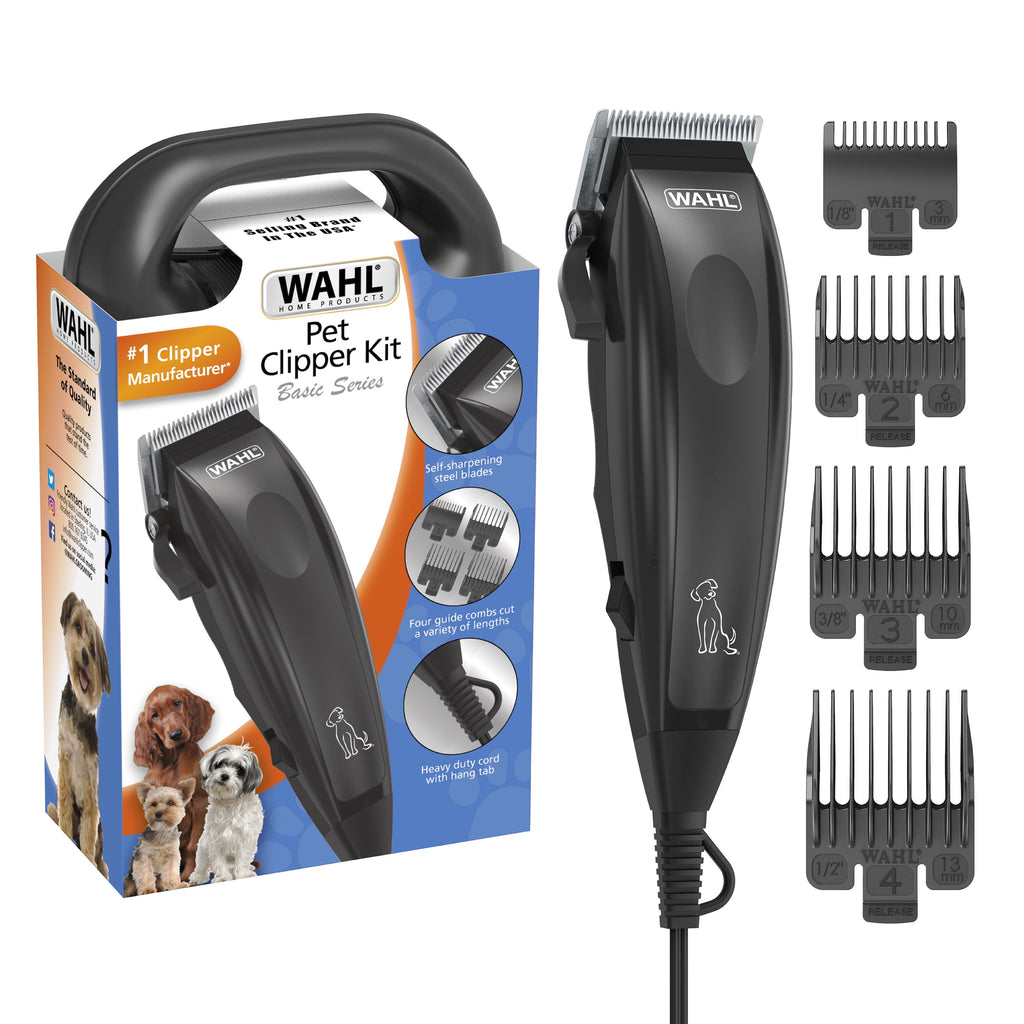 Basic Series Touch up Corded Pet Clipper, 10 Piece Dog Grooming Kit Black 