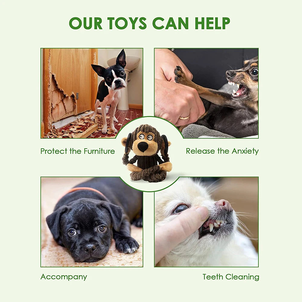 Cute Monkey Dog Toy – Soft Squeaky Chew Toy for Puppies and Small Dogs