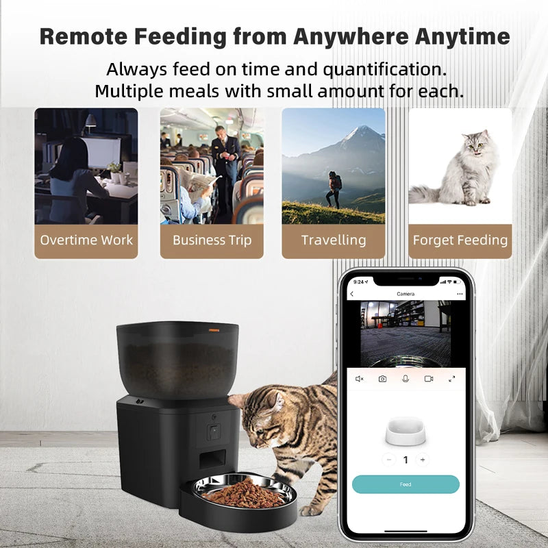 5G Smart Automatic Pet Feeder with 1080P HD Camera, WiFi Control & Voice Recorder