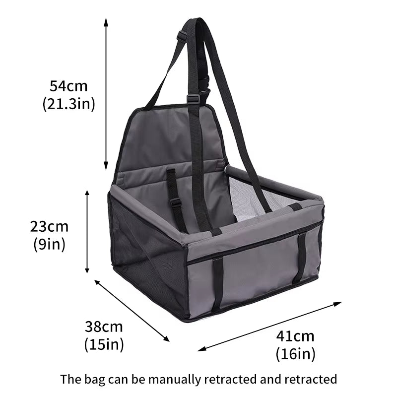 Foldable Dog Car Seat Carrier & Travel Hammock – Secure Pet Travel Seat for Dogs & Cats