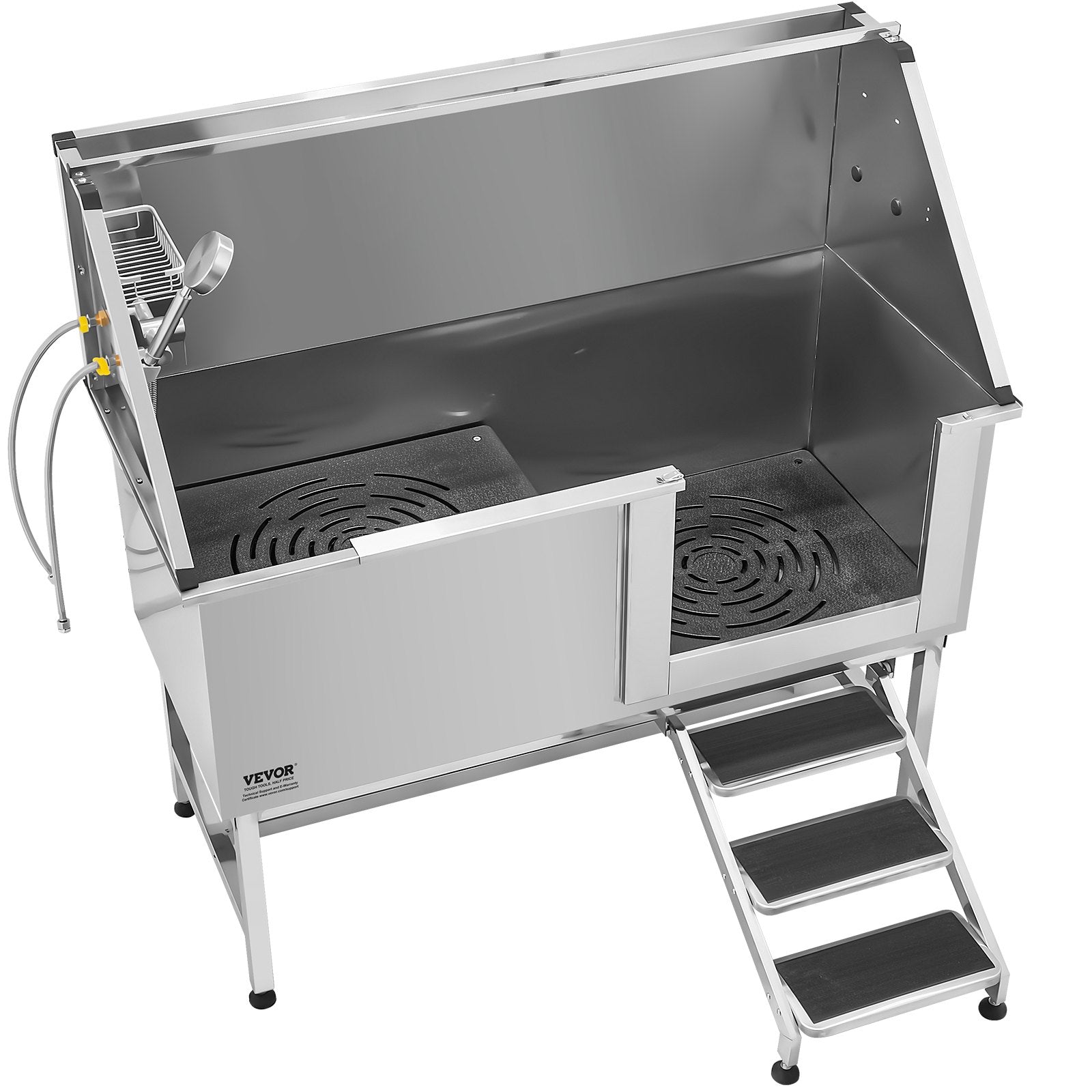 62 Inch Dog Grooming Bath Tub Stainless Steel W Stairs Water Filter