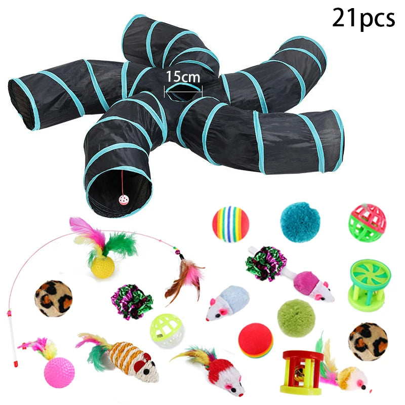 Foldable Cat Crinkle Tunnel Toy – Interactive Cat Tent & Rattle Tunnel for Indoor Cats and Small Pets | Fun Hide & Play Toy