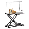 Heavy-Duty Electric Lift Dog Grooming Table with Leveling Wheels & Non-Slip Surface – Black