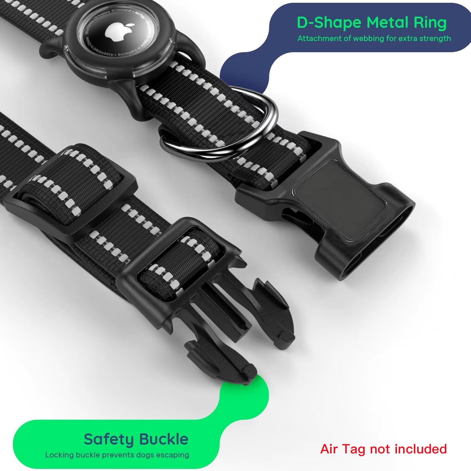 Waterproof Air Tag Dog Collar with Airtag Holder, Reflective Soft Padded & Safety Buckle