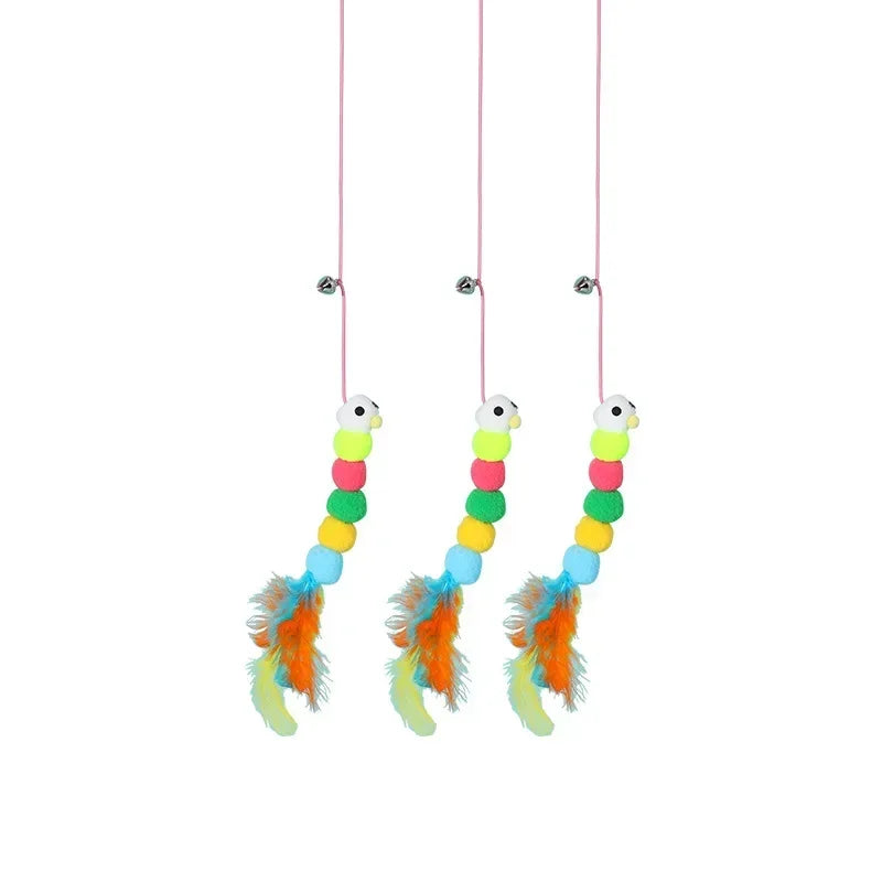 7-Piece Interactive Cat Toy Set – Elastic Hanging Door Teaser Toys with Sticky Disc & Long Rope for Cats and Kittens