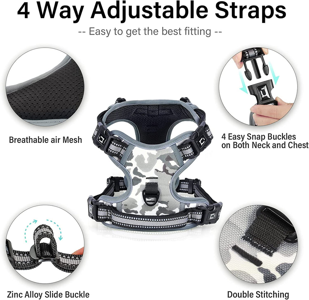 Waldseemuller No-Pull Dog Harness for Medium & Large Dogs – Adjustable Reflective Vest with Easy Control Handle and 4 Quick-Release Buckles