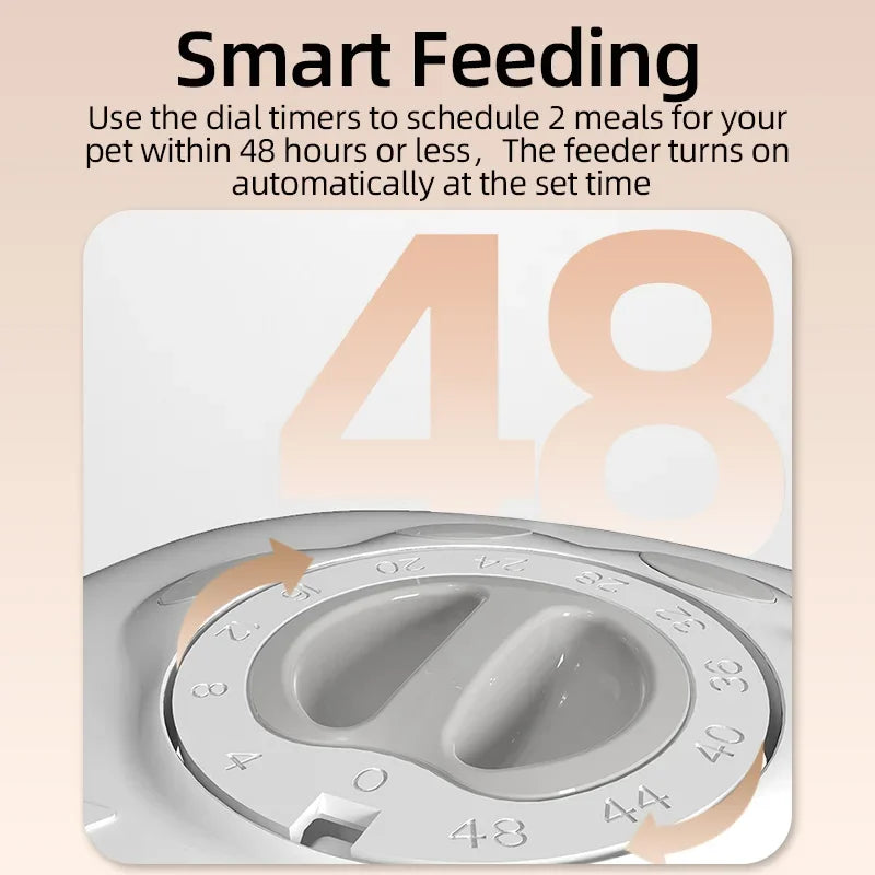 2-Meal Automatic Pet Feeder – Smart Food Dispenser for Cats & Small Pets, Suitable for Wet or Dry Food
