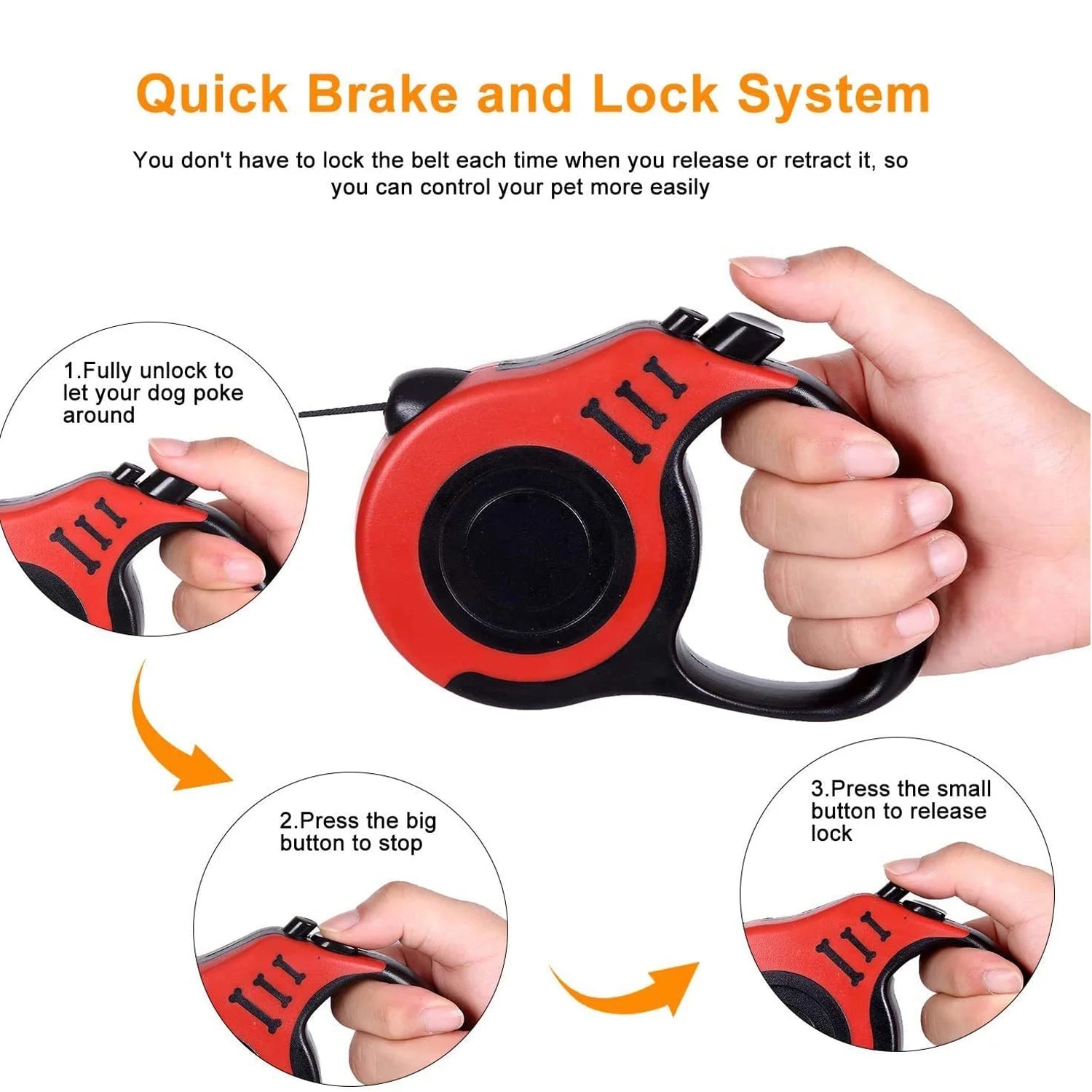 3M Nylon Automatic Retractable Dog Leash for Small Medium Dogs Traction Leash