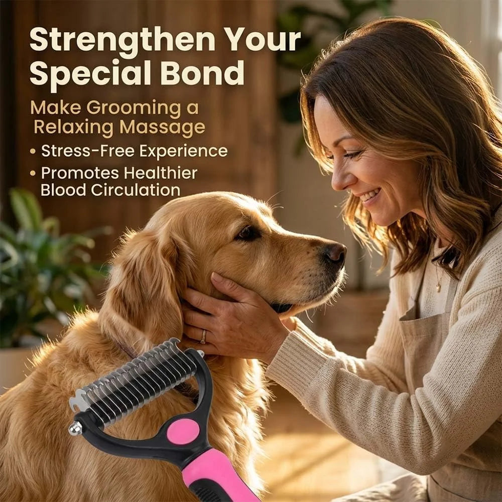 2-in-1 Deshedding & Undercoat Rake for Dogs and Cats – Double-Sided Grooming Brush for Long-Haired Pets 🐾✨