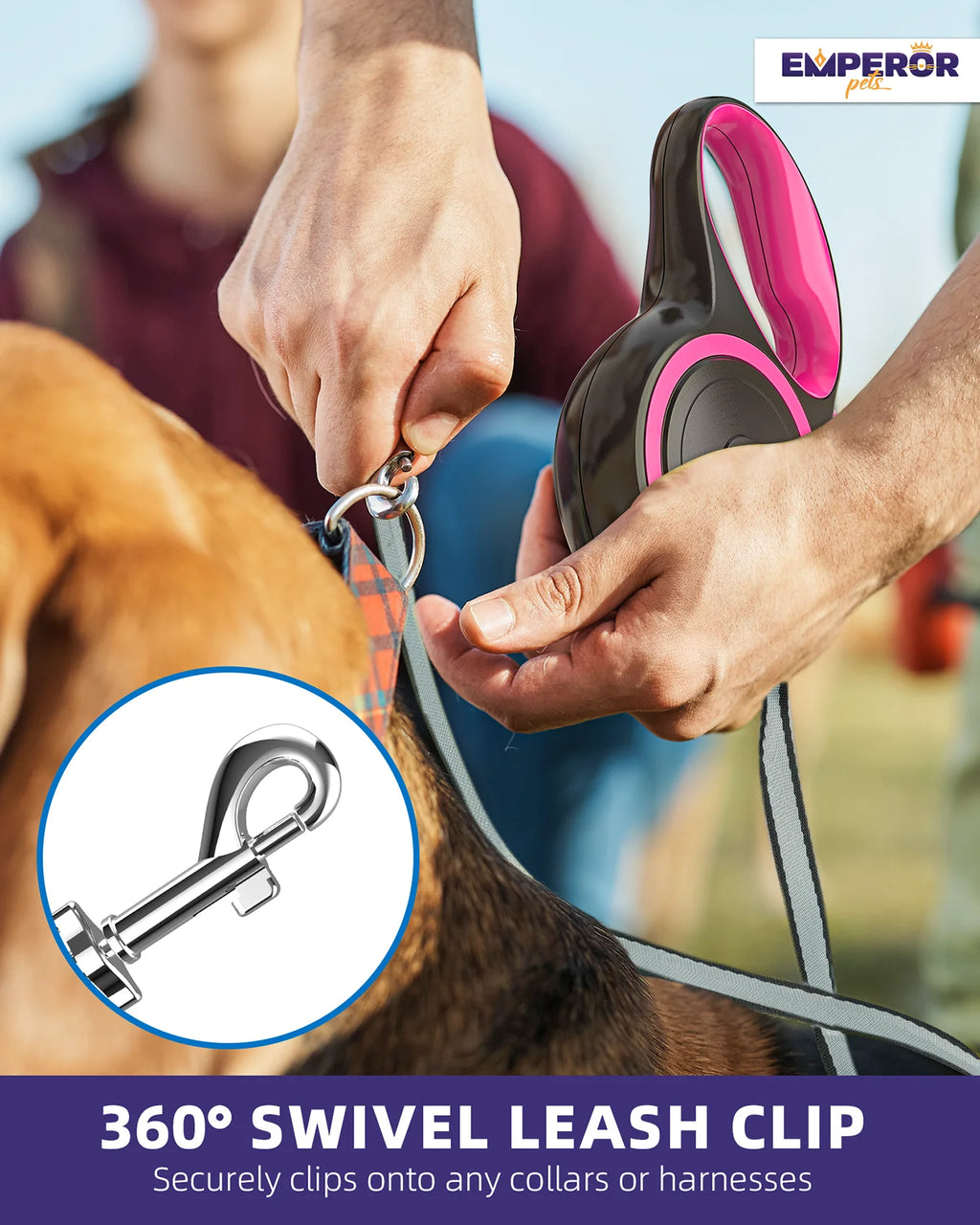 16 Ft Retractable Dog Leash Large Dogs - up to 110Lbs, Large Dog Leash Heavy Duty Dog Leash Retractable 16 Ft - Pink 