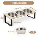 15° Tilted Elevated Cat & Puppy Feeder – Raised Feeding Station with 3 Stainless Steel Bowls